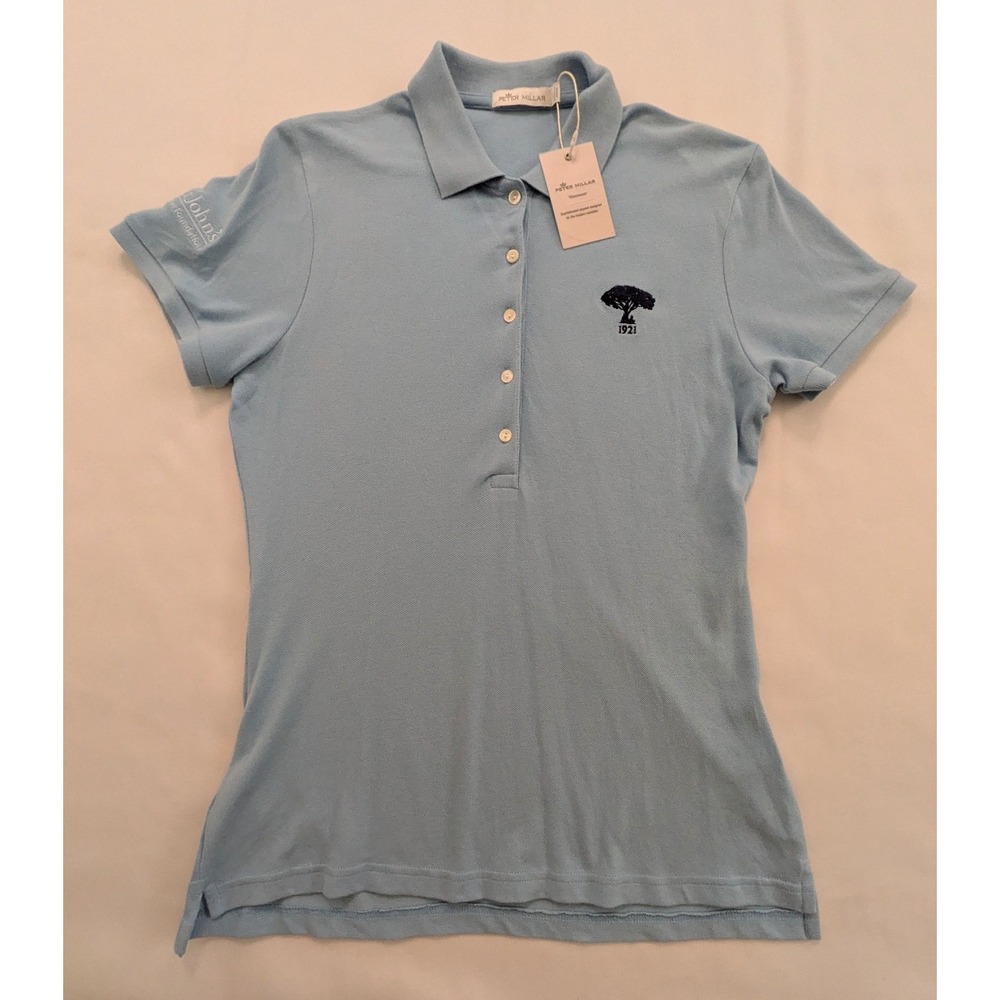 Peter Millar Women's Polo Golf Shirt Cottage Blue Embroidered Logo Small S - NWT